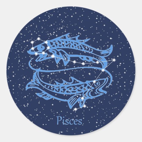 Pisces Constellation and Zodiac Sign with Stars Classic Round Sticker