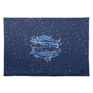 Pisces Constellation and Zodiac Sign with Stars Cloth Placemat