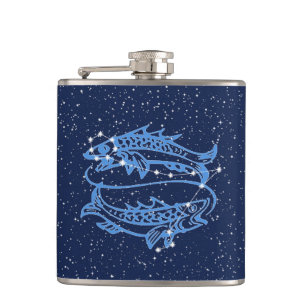 Pisces Constellation and Zodiac Sign with Stars Flask