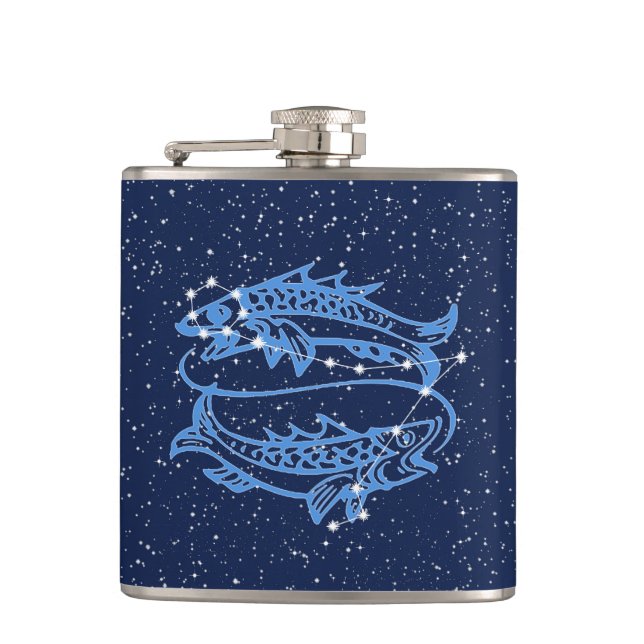 Pisces Constellation and Zodiac Sign with Stars Flask (Front)