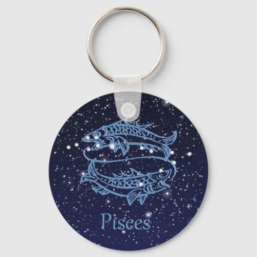 Pisces Constellation and Zodiac Sign with Stars Keychain