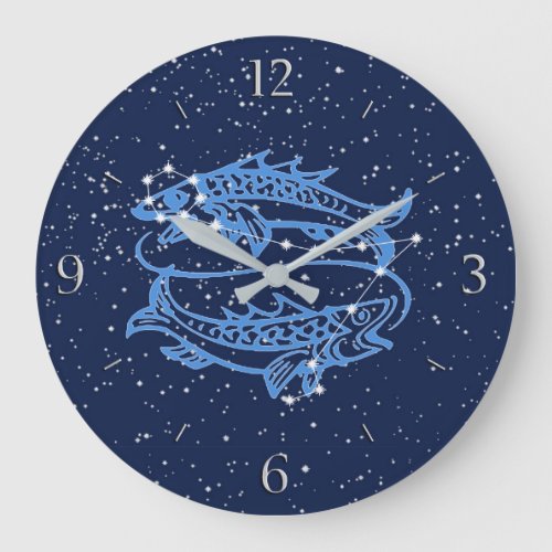 Pisces Constellation and Zodiac Sign with Stars Large Clock