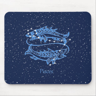 Pisces Constellation and Zodiac Sign with Stars Mouse Pad