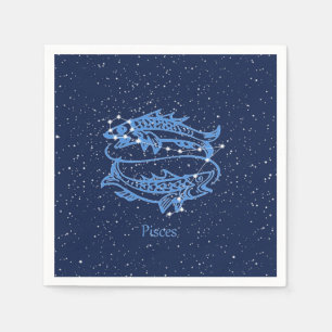Pisces Constellation and Zodiac Sign with Stars Napkins