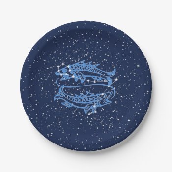 Pisces Constellation And Zodiac Sign With Stars Paper Plates by Under_Starry_Skies at Zazzle