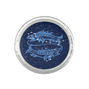 Pisces Constellation and Zodiac Sign with Stars Ring