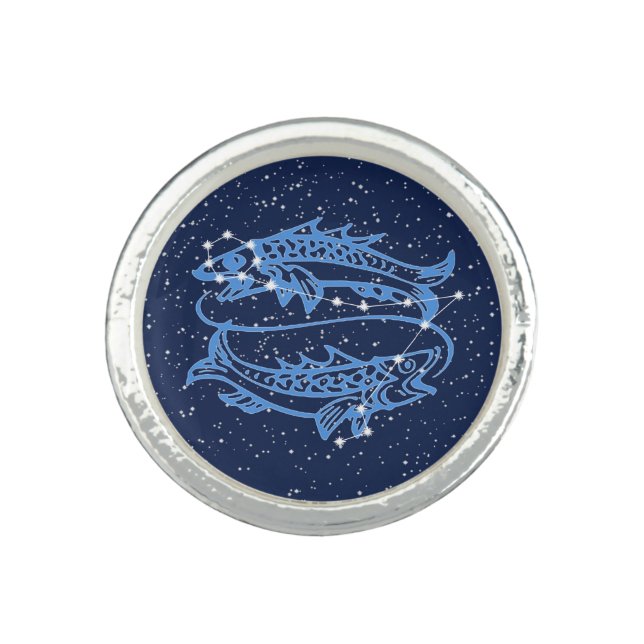 Pisces Constellation and Zodiac Sign with Stars Ring (Front)