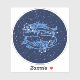 Pisces Constellation And Zodiac Sign With Stars Sticker - 