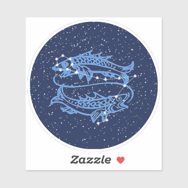 Pisces Constellation and Zodiac Sign with Stars Sticker (Sheet)