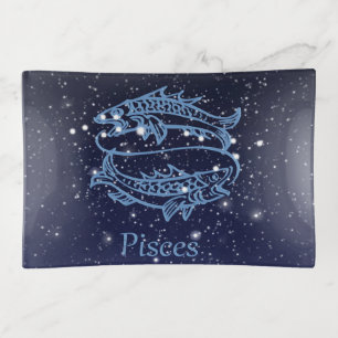 Pisces Constellation and Zodiac Sign with Stars Trinket Tray