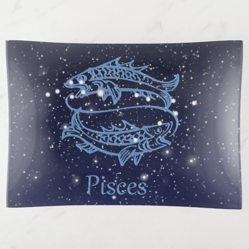 Pisces Constellation and Zodiac Sign with Stars Trinket Tray