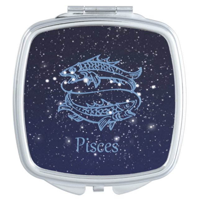 Pisces Constellation and Zodiac Sign with Stars Vanity Mirror (Front)