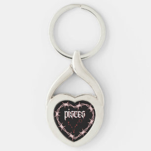 Pisces Constellation Gothic Aesthetic Barbed Wire Keychain