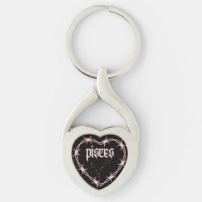 Pisces Constellation Gothic Aesthetic Barbed Wire Keychain (Front)