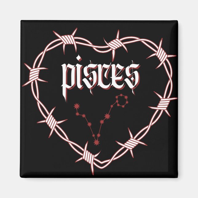 Pisces Constellation Gothic Aesthetic Barbed Wire Magnet (Front)