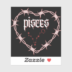 Pisces Constellation Gothic Barbed Wire Design Sticker