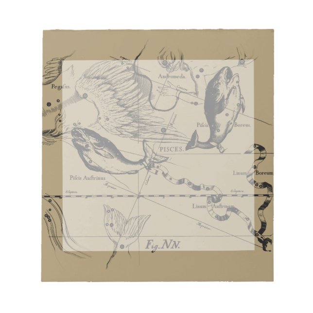 Pisces Constellation Hevelius 1690 Decor Notepad (Front)