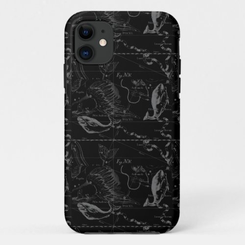 Pisces Constellation Hevelius 1690 Map Engraving iPhone 11 Case