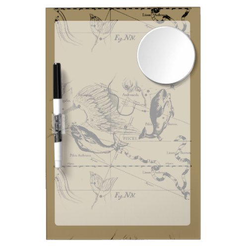 Pisces Constellation Hevelius 1690 on Taupe Dry Erase Board With Mirror