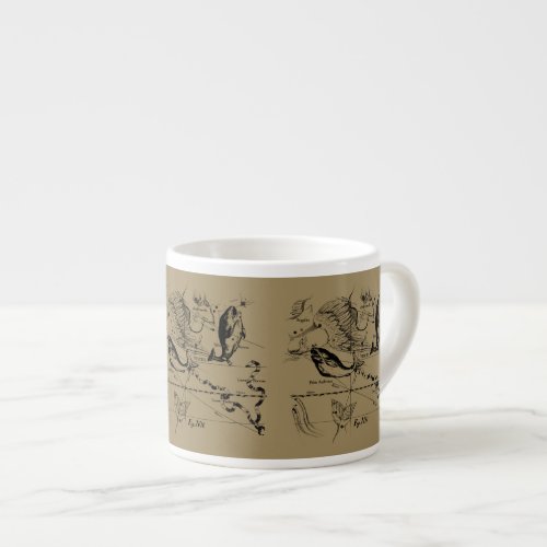 Pisces Constellation Hevelius 1690 on Taupe Espresso Cup