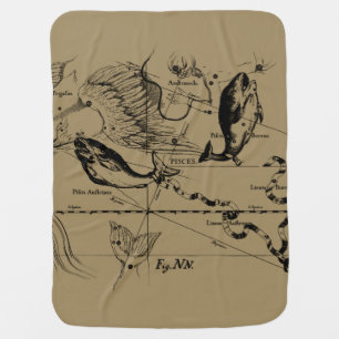 Pisces Constellation Hevelius circa 1690 Stroller Blanket