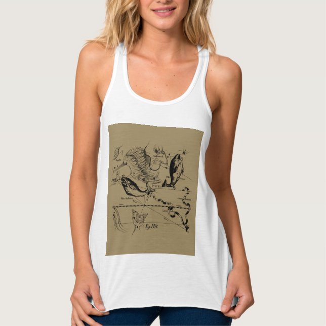 Pisces Constellation Hevelius circa 1690 Tank Top (Front)