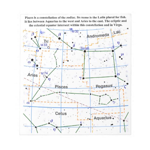 Pisces Constellation Map Chart Notepad
