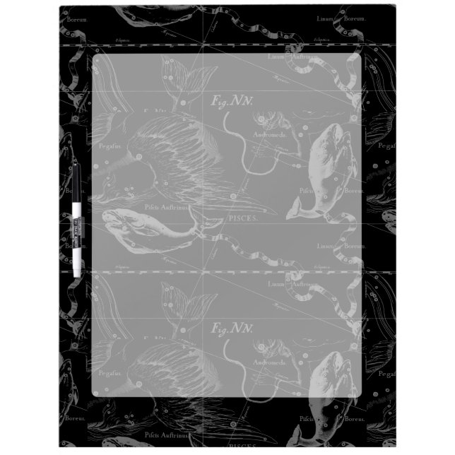Pisces Constellation Map Hevelius 1690 Engraving Dry Erase Board (Front)