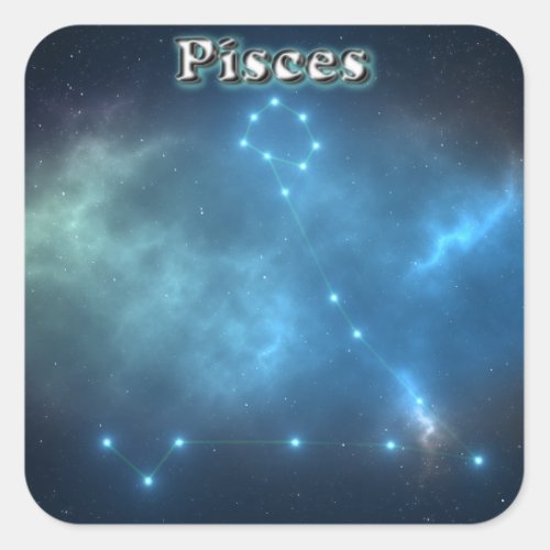Pisces constellation square sticker