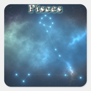 Pisces constellation square sticker
