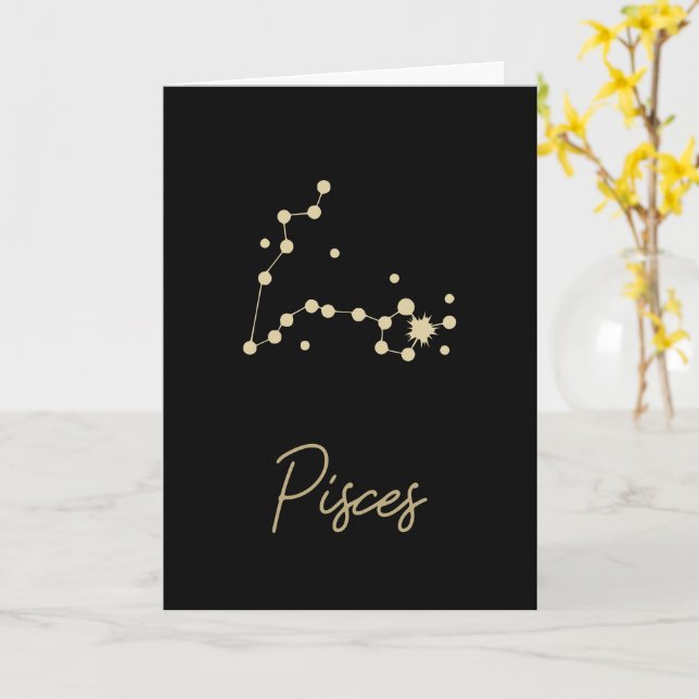 Pisces Constellation Zodiac Card (Yellow Flower)