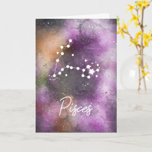 Pisces Constellation Zodiac Purple Galaxy Card