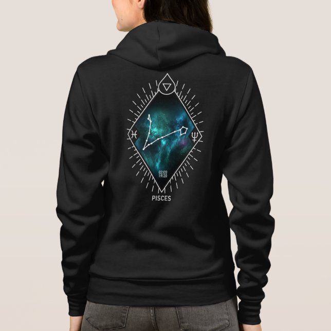 Pisces Constellation & Zodiac Symbol Hoodie (Back)