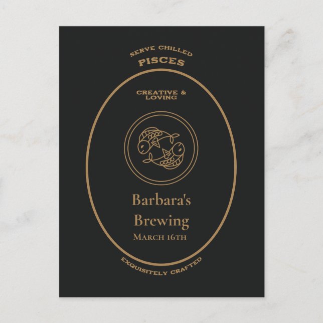 Pisces Creative Loving Personal Apothecary Label Postcard (Front)