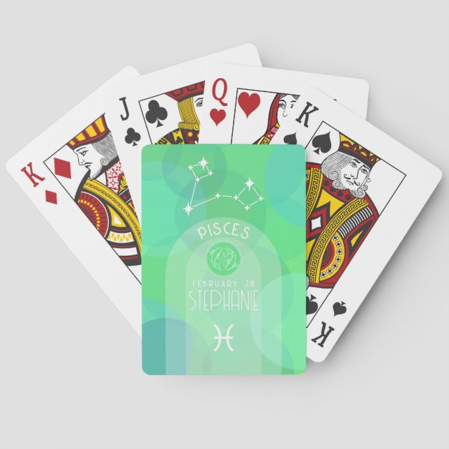 Pisces Custom Birthday Zodiac - Modern Design Poker Cards (Back)