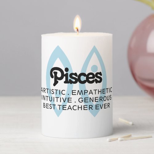 Pisces Custom Traits and Message Zodiac Pillar Candle