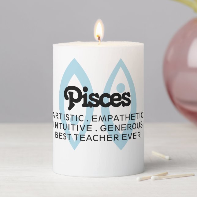 Pisces Custom Traits and Message Zodiac Pillar Candle (In Situ)