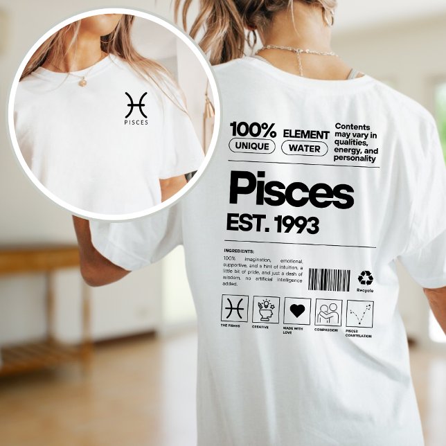 Pisces Custom Zodiac Astrology Birthday February T-Shirt (Creator Uploaded)