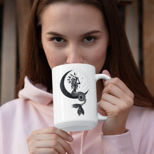 Pisces Dancing Girl 15oz Black Rim Mug
