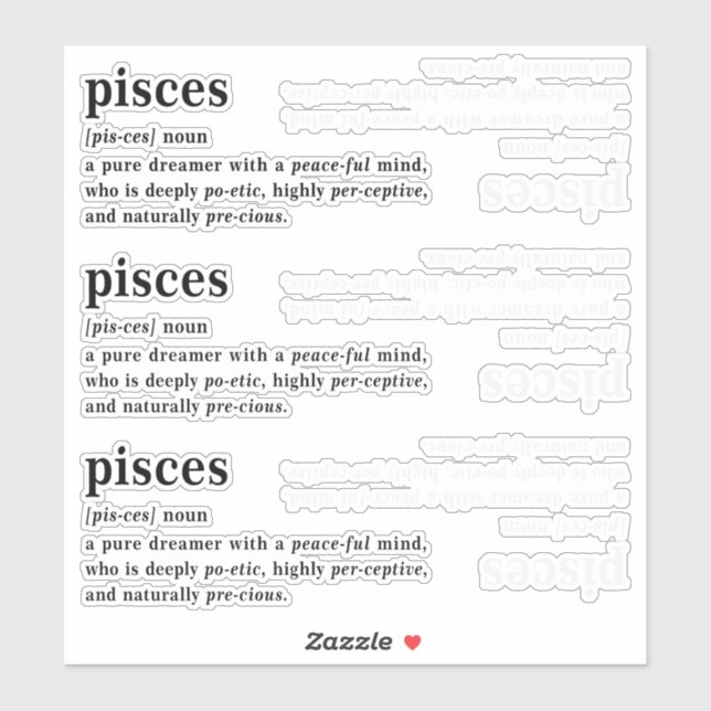 Pisces Definition Aesthetic Astrology Gift Sticker (Sheet)