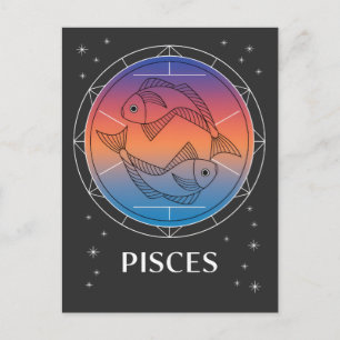 Pisces Dreams Colorful Celestial Pisces Zodiac Postcard