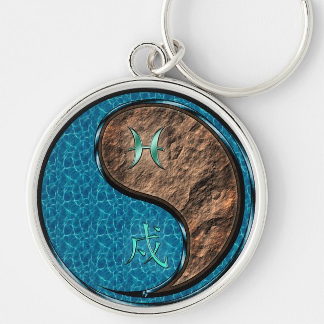 Pisces & Earth Dog Keychain (Front)