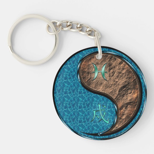 Pisces & Earth Dog Keychain (Front)