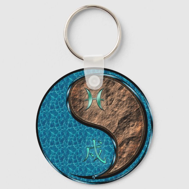Pisces & Earth Dog Keychain (Front)