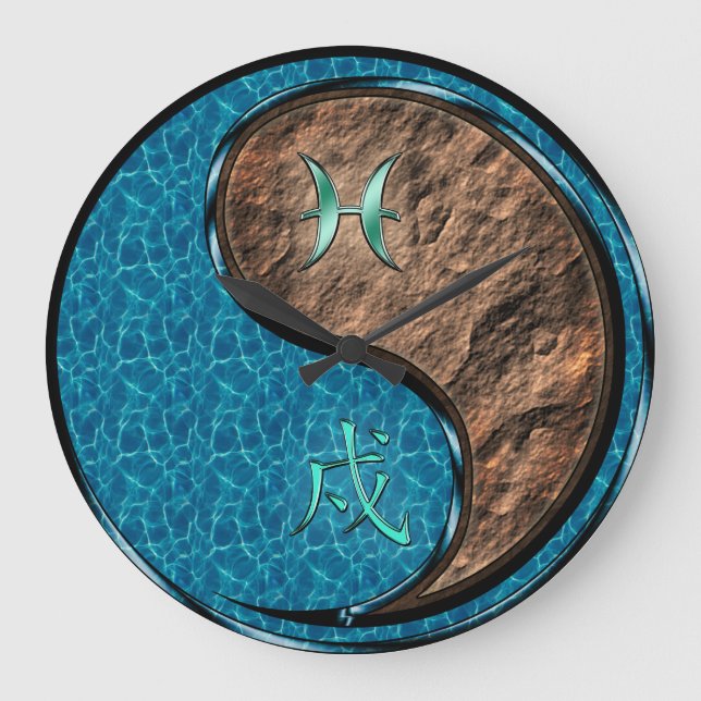 Pisces & Earth Dog Large Clock (Front)
