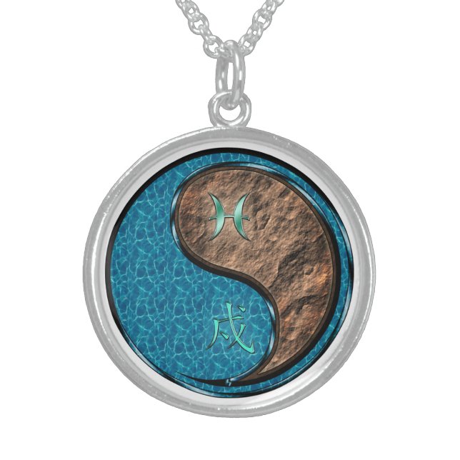 Pisces & Earth Dog Sterling Silver Necklace (Front)