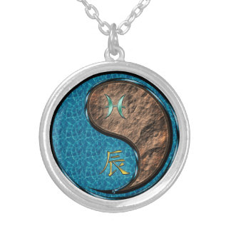 Pisces & Earth Dragon Silver Plated Necklace