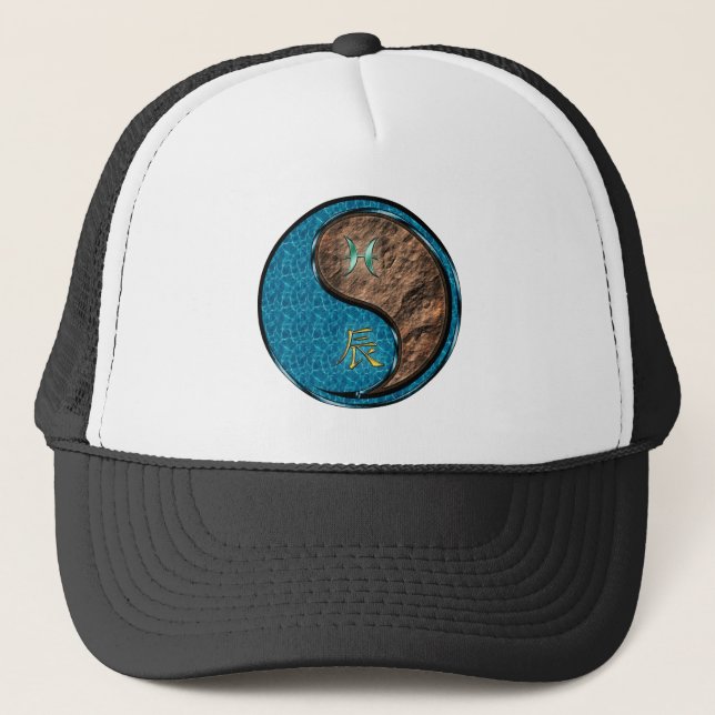 Pisces & Earth Dragon Trucker Hat (Front)