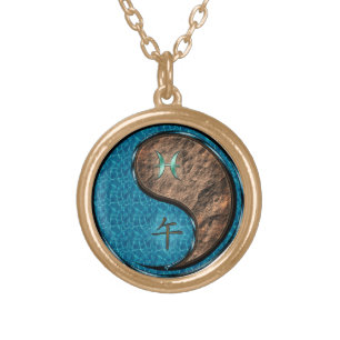 Pisces & Earth Horse Gold Plated Necklace