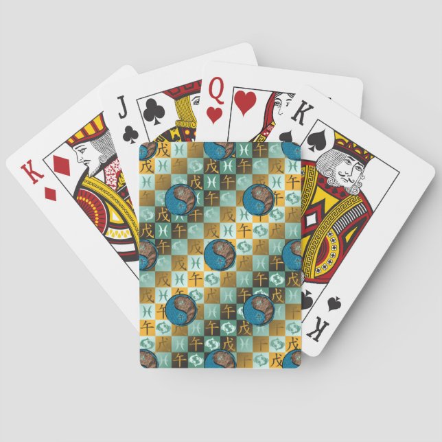 Pisces & Earth Horse Poker Cards (Back)